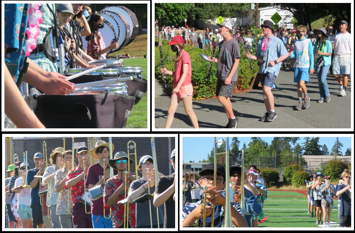 The Mercer Island High School marching band participated in band camp from Aug. 15-19 at the school stadium. A total of 205 students were on hand as the band prepared for its upcoming performances on Sept. 9 at the Islanders home football game versus Auburn and on Sept. 10 at the University of Washingtons band day when the Huskies football squad takes on Portland State. Photos courtesy of Matthew McLellan