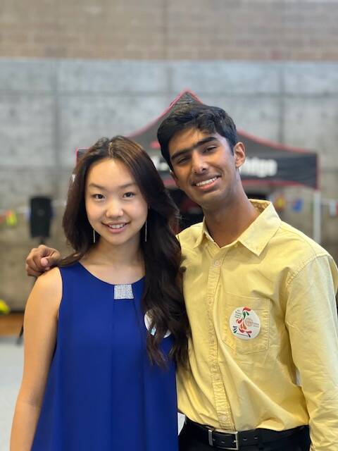 KMIH 88.9 The Bridge emcees Grace Go and Sidh Shroff. Photo courtesy of the Rotary Club of Mercer Island