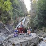Courtesy photo
From left, Anu-Ujin, Temuulen and Temuujin Batbaatar during a video shoot at Twin Falls in North Bend.