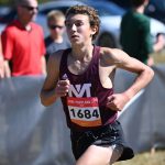Mercer Island High School sophomore Owen Powell en route to setting a new school 5K record of 15:33.2 and winning the boys varsity Division 1 race at the recent Nike Portland XC 2022. Photo courtesy of Aaron Koopman.
