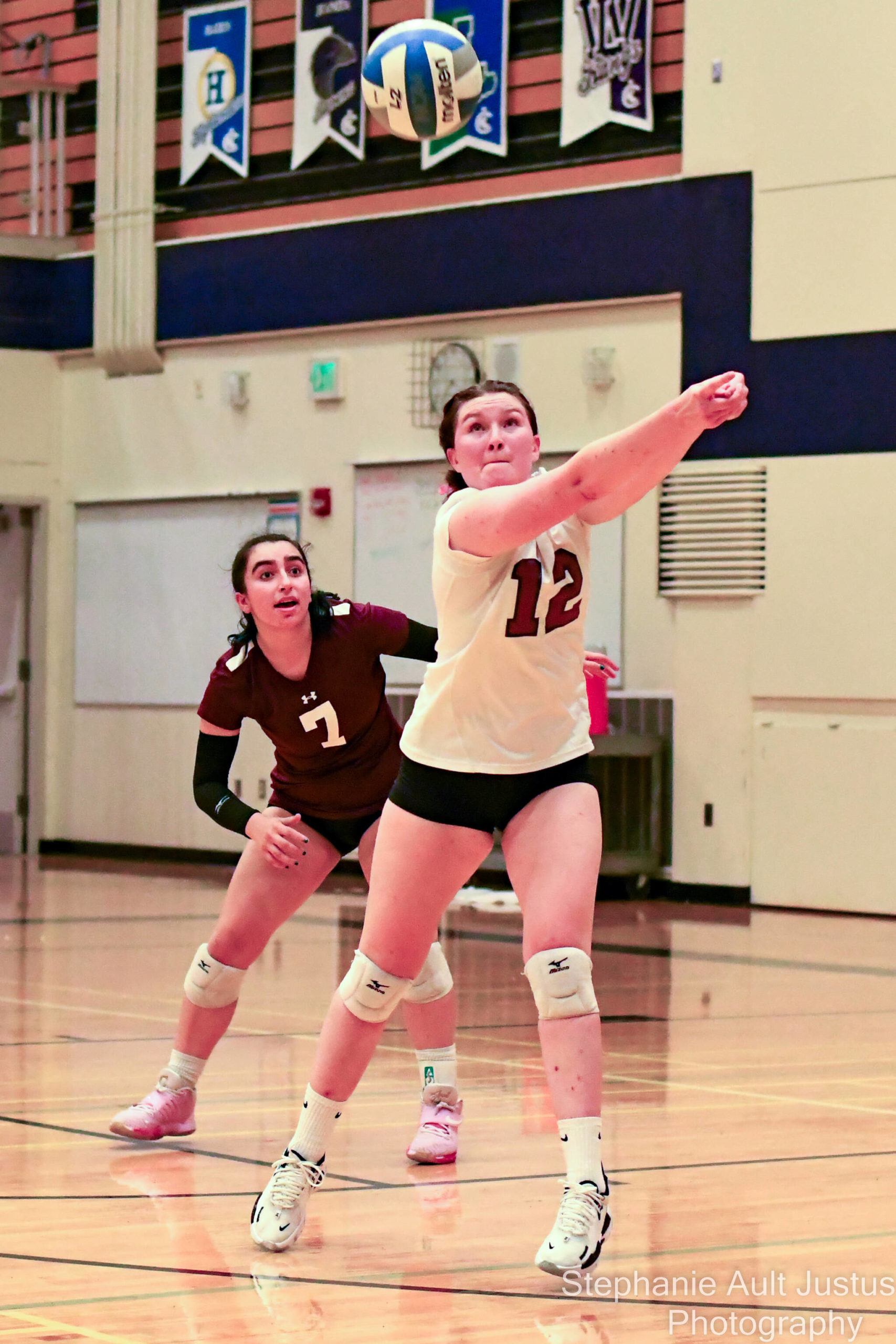 Mercer Island High Schools Sophia Prock hits the ball while teammate Aditi Mannby watches during the Islanders 3-0 volleyball loss to Bellevue High School on Oct. 6. The Islanders were 4-3 in league and 5-5 overall at press time. Upcoming games are: at Interlake at 7 p.m. on Oct. 11; home to Lake Washington at 7 p.m. on Oct. 13; at Juanita at 7 p.m. on Oct. 18; home to Seattle Prep at 7 p.m. on Oct. 19; at Liberty (Renton) at 7 p.m. on Oct. 25; and home to Hazen at 7 p.m. on Oct. 27. Photo courtesy of Stephanie Ault Justus