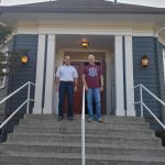 From left, Mercer Island VFW Post 5760 members Thomas Koger and Bob Harper stand outside the posts historic building. The structure was officially opened and dedicated on Oct. 21, 1922. Andy Nystrom/ staff photo