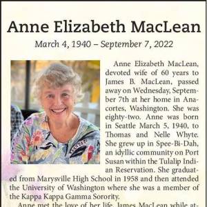 Anne Elizabeth MacLean | Obituary