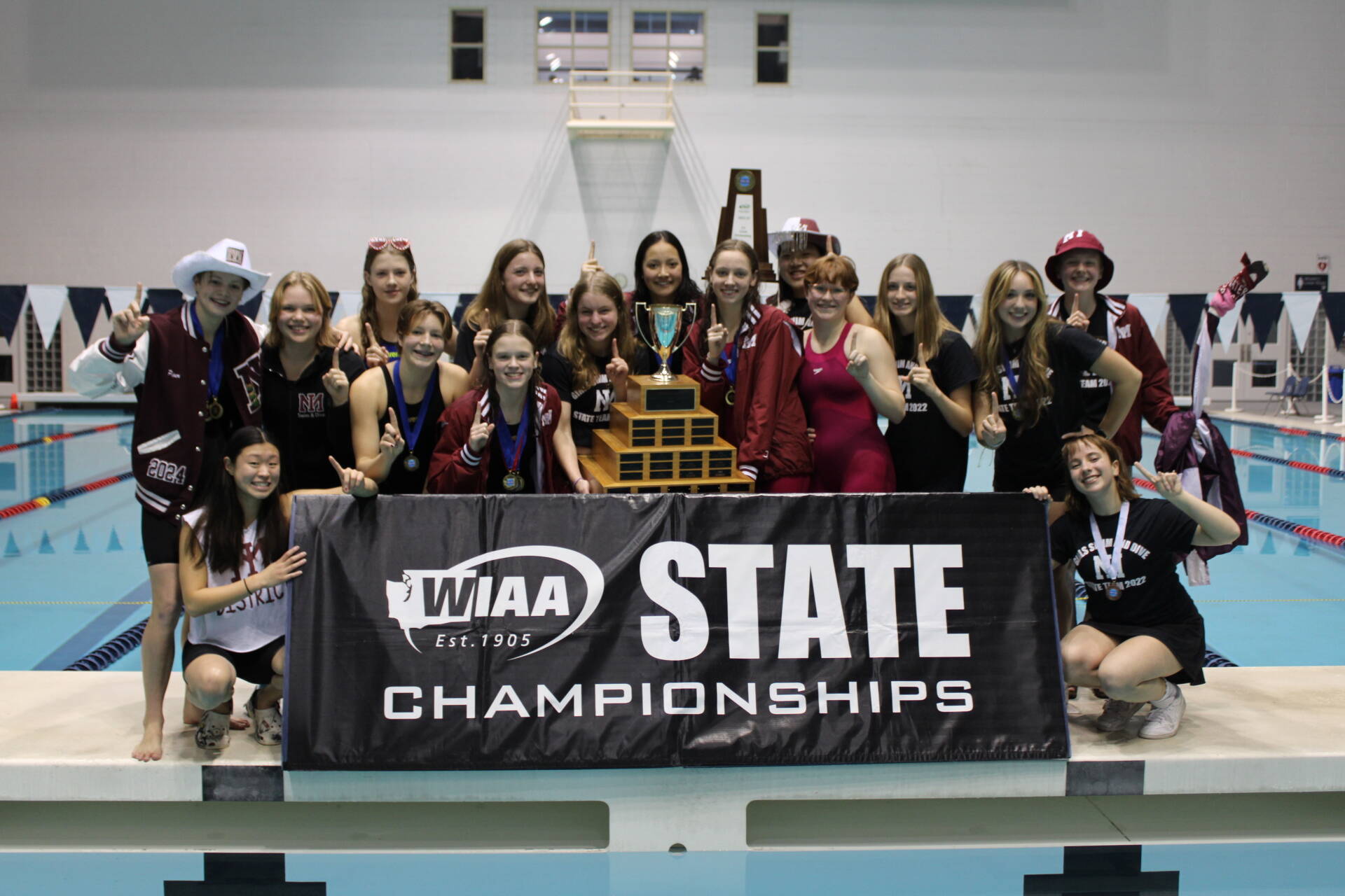 Mercer Island High Schools girls first-place 3A state swim and dive team. Courtesy photo