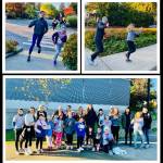 Girls on the Run: Top left, Ari Nguyen runs with Elsie Roeter at the 5K on Nov. 15 at Northwood Elementary; Top right, Bryan Goode joins his daughter, Sophia Goode, at the event; Bottom, a group shot of the Girls on the Run crew. Courtesy photos
