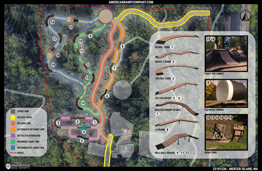 An American Ramp Company Mercer Island Bike Skills Area initial conceptual design. Graphic courtesy of the city of Mercer Island