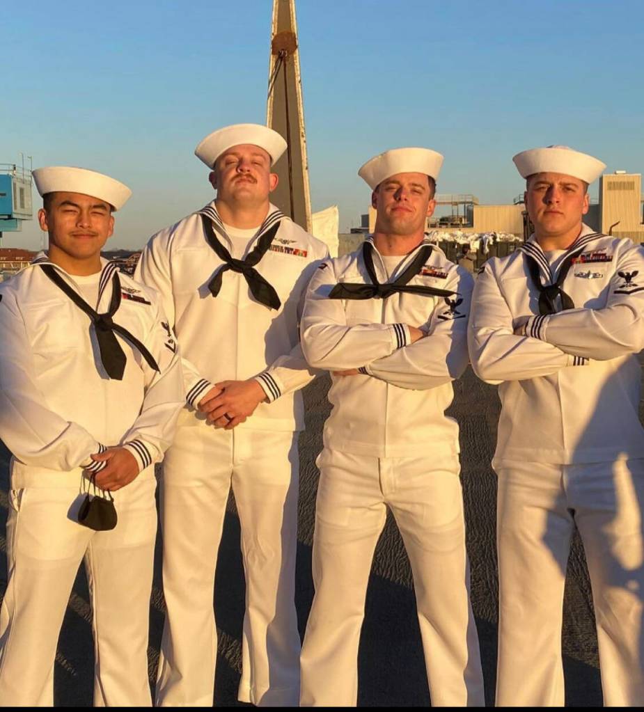 Gabriel Andrews of Mercer Island is pictured second from left. I hold the Navy in my heart for many reasons, but a large part of it is just saving my life, said Andrews. (Courtesy photo)