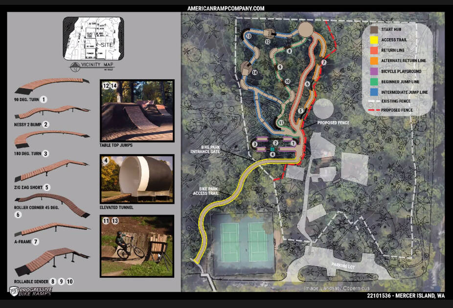 An American Ramp Company Mercer Island Bike Skills Area revised conceptual design. Graphic courtesy of the city of Mercer Island