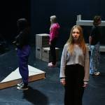 Mercer Island High Schools Paige Kirby faces front and is surrounded by Zoya Firasta, Brielle Gradek and Mia Vorkoper during a rehearsal of And a Child Shall Lead. Andy Nystrom/ staff photo