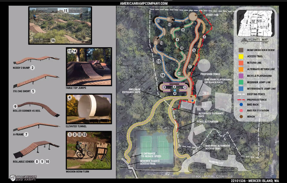 An American Ramp Company proposed Mercer Island Bike Skills Area final conceptual design. Graphic courtesy of the city of Mercer Island