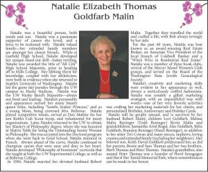 Natalie Elizabeth Thomas Goldfarb Malin | Obituary