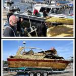 Mercer Island Police Departments Marine Patrol divers successfully raised a derelict boat, which had been abandoned and submerged, on March 18. The Mercer Island Fire Department and King County Sheriffs Office assisted in removing the vessel from Lake Washington. Photos courtesy of the Mercer Island Police Department