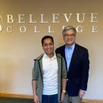 Mohamad Imran stands next to Gary Locke, Bellevue College interim president and former Washington state governor. Photo courtesy of Bellevue College