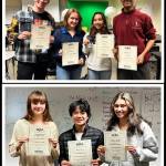 Top, Mercer Island High School (MIHS) Islander newspaper students pictured from left: Kyle Gerstel, Taylor Holshouser, Asha Woerner and Brooks Kahsai. Bottom, MIHS ISLA yearbook students pictured from left: Cameron Mastalir, Charlie Park and Dahlia Usman. Not pictured: Molly Rojas. Courtesy photos