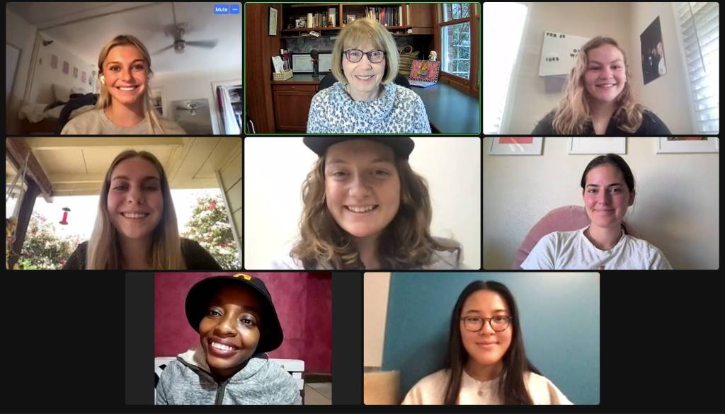 Womens Empowerment through Education members with their sponsor and scholarship coordinator, top: Ryan Beebe, MaryMargaret Welch and Lucy Cleator; middle: Quinn Casey, Sienna Stomberg and Olivia Pickoski; bottom: Stella Kidongi and Izzy Roe. Courtesy photo