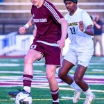 Mercer Island High School senior Leo Berkley, left, competes against Bellevue High Schools Nathanael Simon during the Islanders 5-1 victory on May 2. Photo courtesy of Stephanie Ault Justus