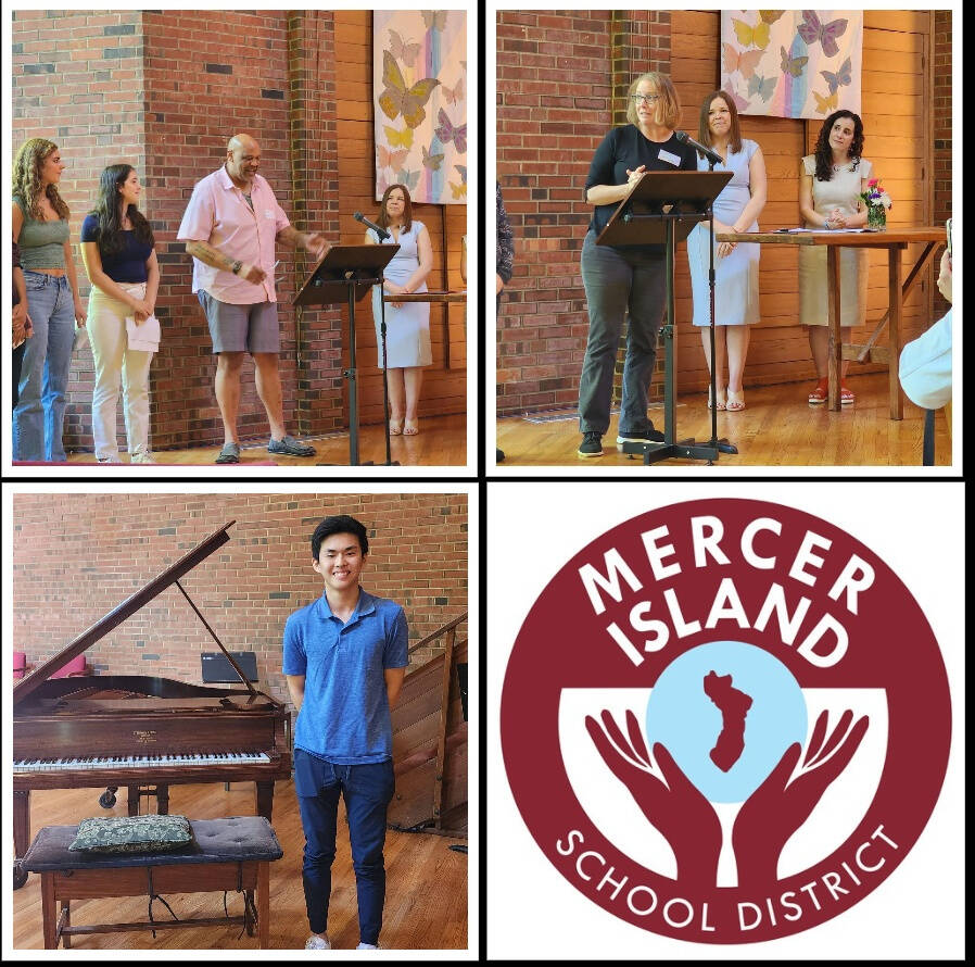 Mercer Island High Schools Kelly John-Lewis (upper left) and the PTA Special Services and Learning Differences Committee (SSALD) were named Outstanding Childrens Advocate Award winners at the PTA Council Awards on May 12. Lakeridge Elementarys Heather McLyman (upper right) and West Mercer Elementarys David Baxter were named Outstanding Educators, and Mercer Island High School senior Ryan Hsi (lower left) performed his original piano composition, The Melting Pot, to a standing ovation. He is the recipient of a National Award of Excellence. Photos courtesy of the Mercer Island School District