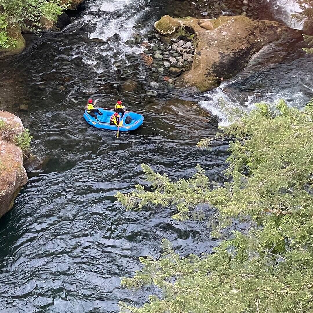 Responders were able to safely retrieve the three kayakers, who all managed to make it to the rivers edge in the gorge. Photo courtesy of Puget Sound Fire.