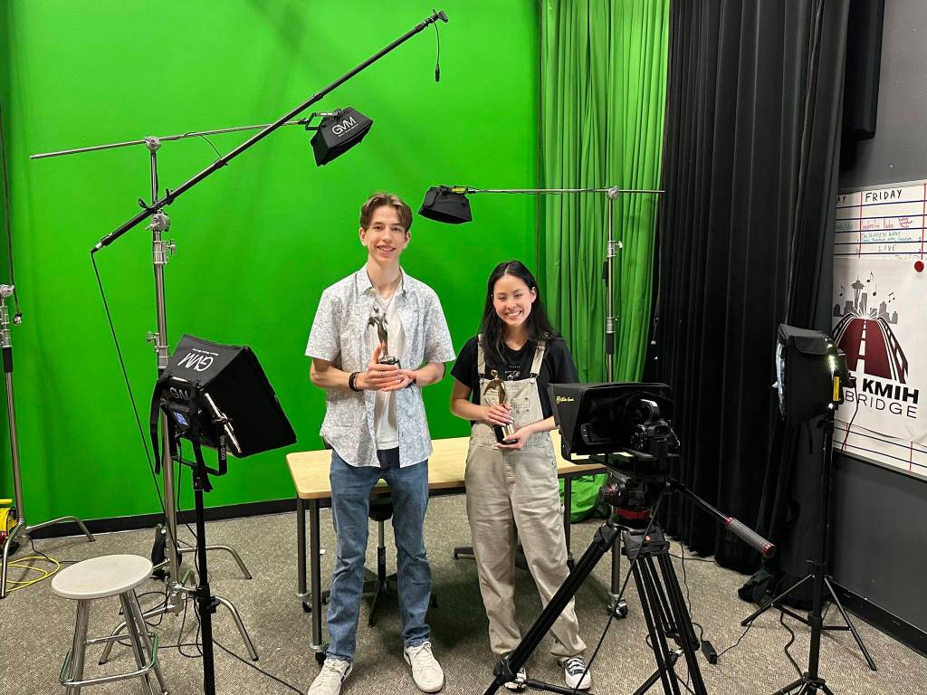 Mercer Island High School students Jonathan Aggar and Sophia Chew recently won prestigious Telly Awards. Photo courtesy of the Mercer Island School District
