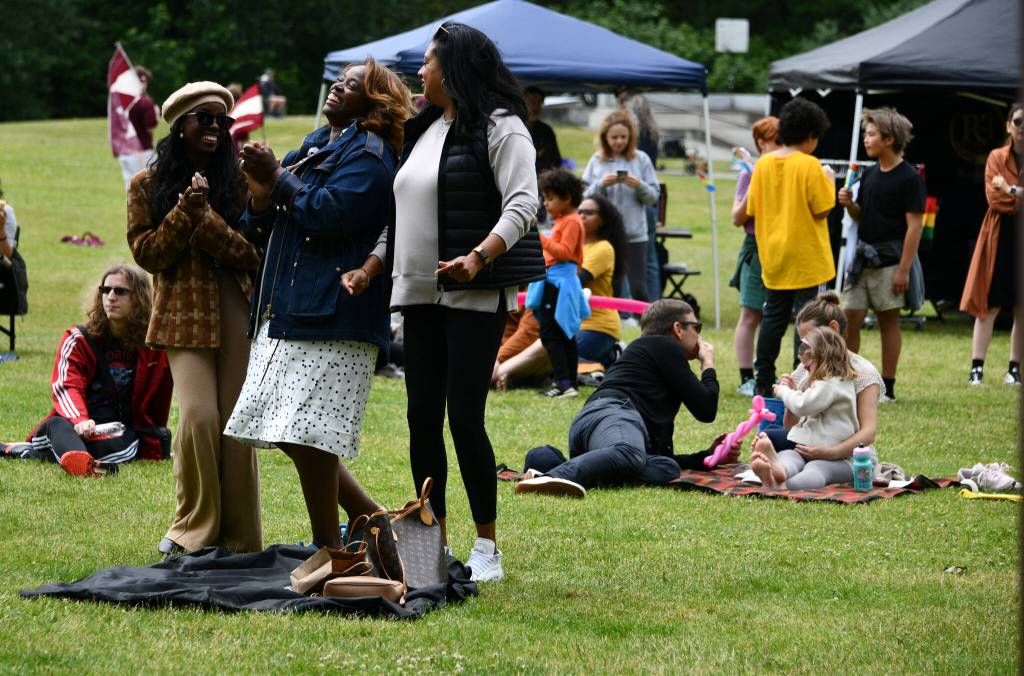 Attendees dance and hang out at the Juneteenth Community Celebration. Andy Nystrom/ staff photo