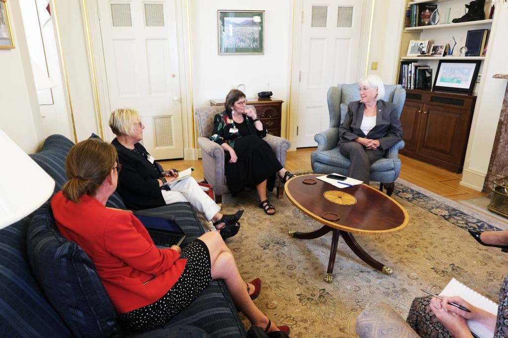 Sen. Patty Murray, far right, meets with, from right to left, Washington state Rep. Lisa Callan (5th House District), Sen. Claire Wilson (30th Legislative District) and Rep. Tana Senn of Mercer Island (41st Legislative District) in Murrays private office on July 19. Courtesy photo