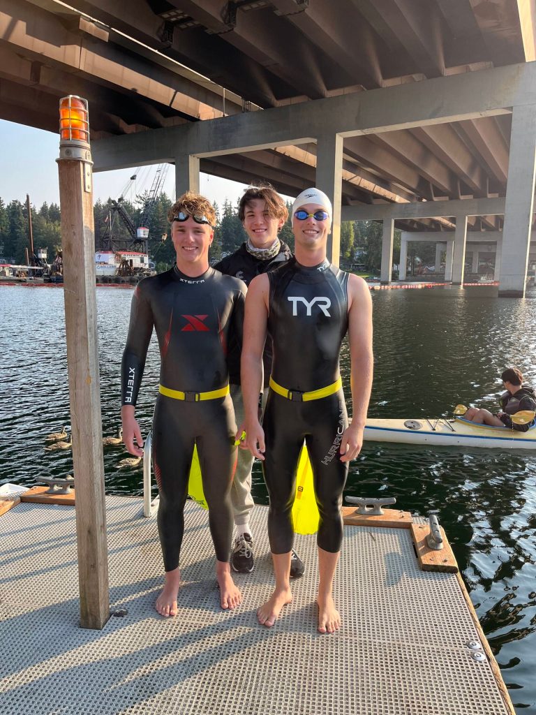From left to right, Jack Sieckhaus, Harry McGovern and Emmett Ralston under the Interstate 90 bridge. Photo courtesy of Ann Ralston