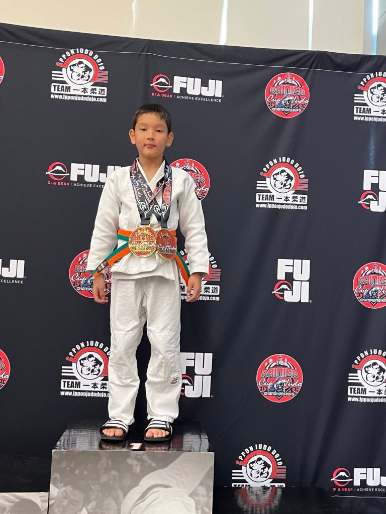Mikhail Zulaev, a student at Northwood Elementary School, won two gold medals at the Rainier Cup international judo tournament in Lakewood, Washington, on Oct. 7. Athletes from the United States, Canada and other countries took part in the competition. He triumphed in boys 7-8 years old up to 70 pounds and boys 9-10 years old up to 70 pounds. Courtesy photo