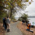 Mayor Salim Nice is joined by city councilmembers Wendy Weiker, Ted Weinberg and Craig Reynolds at the Arbor Day planting event on Oct. 21 at Luther Burbank Park. Photo courtesy of the city of Mercer Island