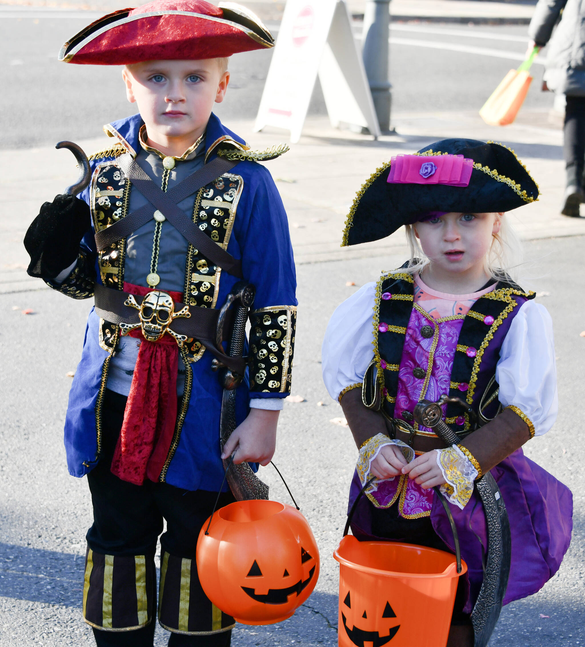 Copious trick-or-treaters descended upon Mercer Island Town Center on the evening of Oct. 27 to celebrate Hallo-Weekend. Pictured here are pirates Brodie and Cora Bonnema. Andy Nystrom/ staff photo