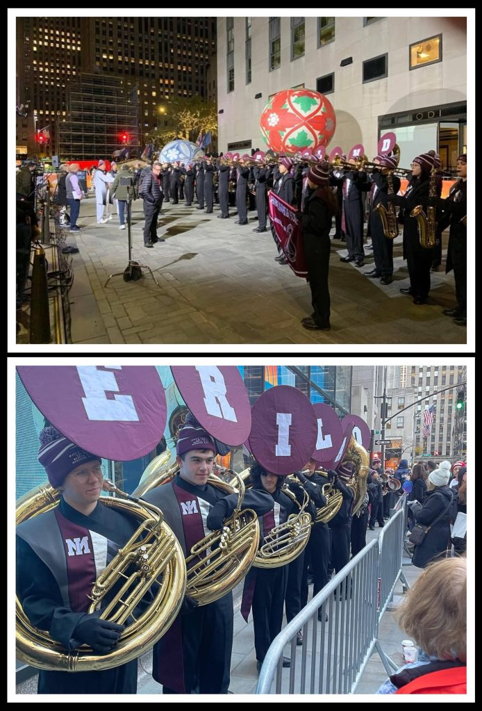 On Monday morning, the Mercer Island High School marching band appeared on the Today Show on NBC to highlight its performance in the 97th Macys Thanksgiving Day Parade in New York City. Here, the band prepares for its time in the spotlight. Photos courtesy of the Mercer Island School District