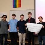 From left to right at the Seattle Competition for Young Entrepreneurs business plan competition on Nov. 4, Ashwin Krishnaswamy (officer), Douglas Stovall (vice president), Benjamin Viafore (treasurer), second-placer Matthew Walzer and Nikesh Woerner (president). Courtesy photo