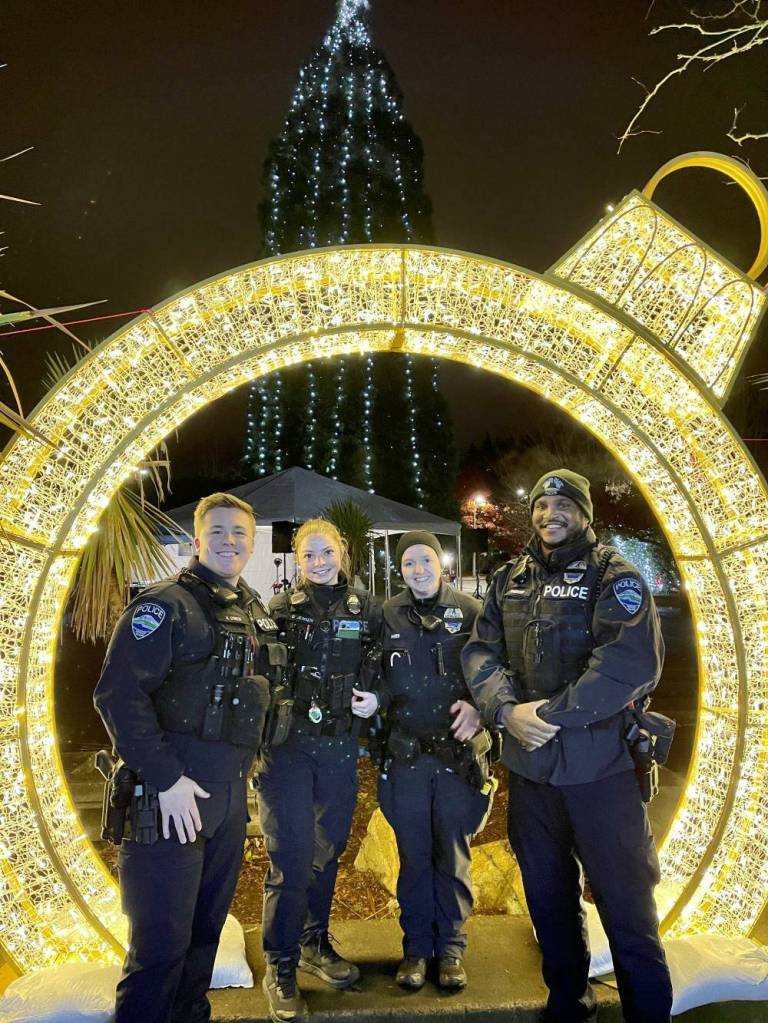 Mercer Island Police Department officers enjoy one of last years Illuminate MI events. Photo courtesy of the city of Mercer Island