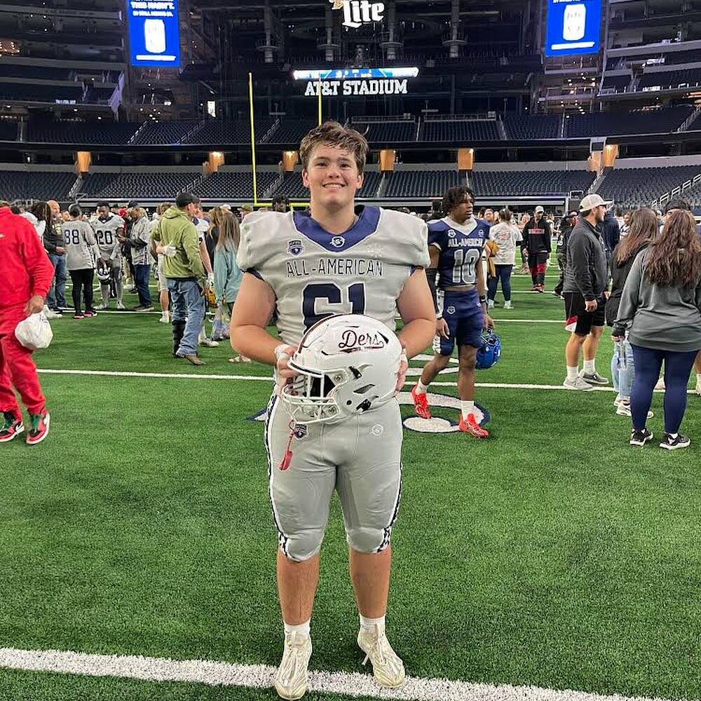 Mercer Islands Griffin King competed in the Blue-Grey All-American Bowl on Dec. 18 at AT&T Stadium in Arlington, Texas. Courtesy photo