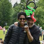 Mercer Island High School Black Student Union member and president Tewodros (Teddy) Sanchez-Alemu and adviser Kelly John-Lewis enjoy the Juneteenth Community Celebration that took place on June 19 at Mercerdale Park. Andy Nystrom/ staff photo