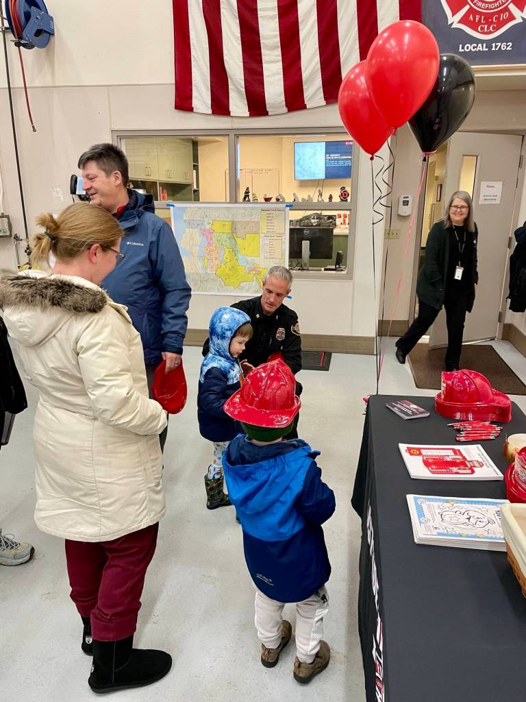 Mercer Island residents attend an open house at Fire Station 91 on Jan. 10 to meet firefighters, explore the station and learn about the citys Jan. 1 transition to a regional fire services model with Eastside Fire & Rescue (EF&R). Photo courtesy of the city of Mercer Island