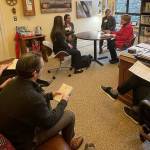 Mercer Island School District representatives discuss education funding with 41st legislative district Sen. Lisa Wellman in her Olympia office on Jan. 29. Photo courtesy of the Mercer Island School District