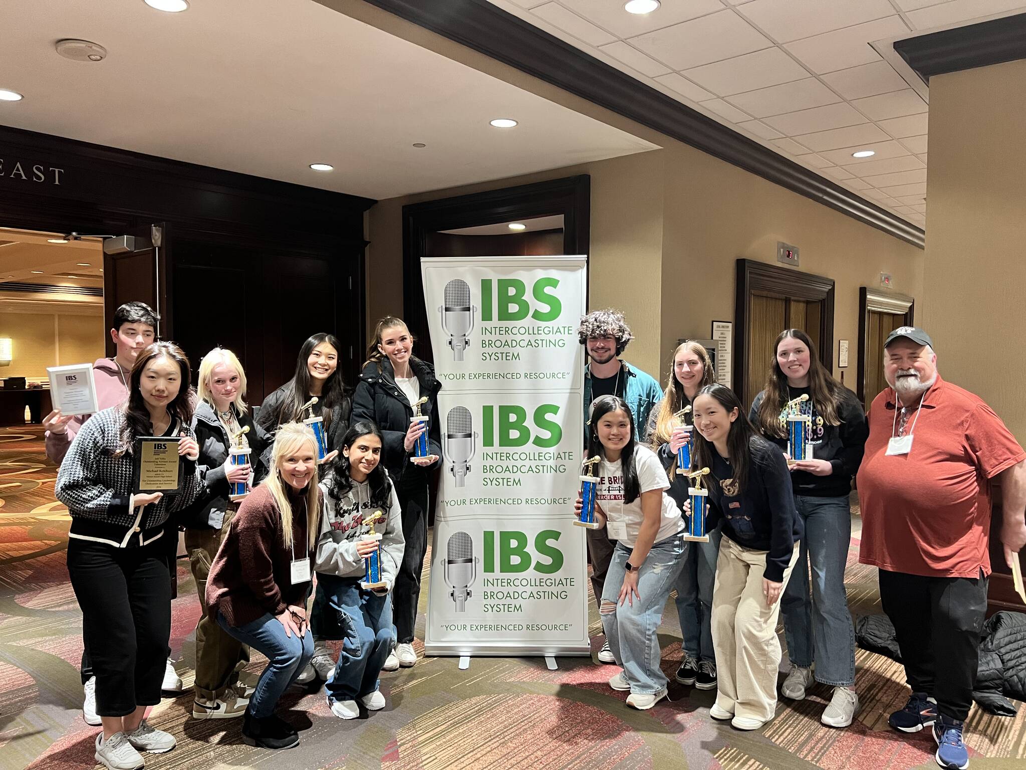 Mercer Island High Schools KMIH 889 The Bridge staffers attended the Intercollegiate Broadcasting Systems annual Golden Microphone Awards on March 1 in New York City. KMIH students won eight awards. Courtesy photo