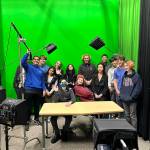 Mercer Island High Schools MIHS TV award winners included Best TV Advisor honors for media tech teacher Michael Ketchum at the Intercollegiate Broadcasting Systems annual Golden Microphone Awards on March 1 in New York City. Courtesy photo