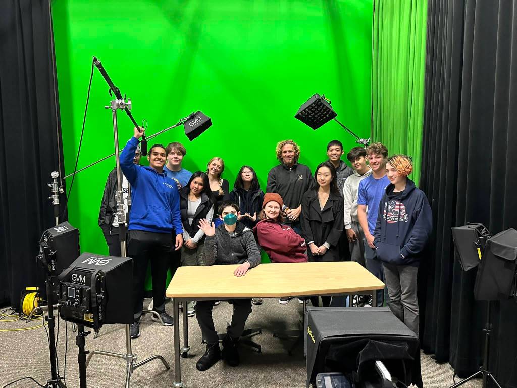 Mercer Island High Schools MIHS TV award winners included Best TV Advisor honors for media tech teacher Michael Ketchum at the Intercollegiate Broadcasting Systems annual Golden Microphone Awards on March 1 in New York City. Courtesy photo