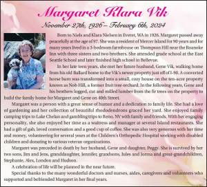 Margaret Klara Vik | Obituary