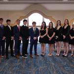 Daniel Mezistrano, middle, stands with the full board at the recent BBYO Centennial International Convention 2024 in Orlando, Florida. Photo courtesy of BBYO