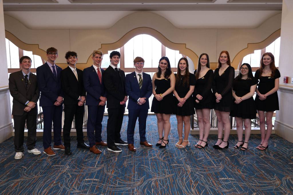 Daniel Mezistrano, middle, stands with the full board at the recent BBYO Centennial International Convention 2024 in Orlando, Florida. Photo courtesy of BBYO