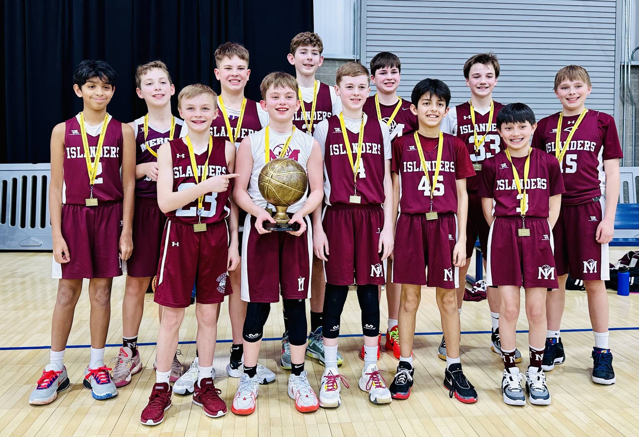 Mercer Islands sixth-grade boys basketball squad won the gold division state championship at the Washington State Middle School Championships from March 15-17 in Spokane. The locals defeated Lake Washington, 39-34, in the final game. The boys also won the Eastside Travel League regular season and gold tournament championship. This is the second state title for this group, which also won in 2022 as fourth-graders. The Tony Locascio-coached team is: Cash Coochise, Paxton Conklin, Colton Gribble, Drew Munson, Will Russell, Cal Robinson, Blake Schwabe, Franco Giler, Jacob Sharpe, Luke Thomas, Luke Wilbur and Vidhun Srivathsan. Courtesy photo