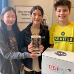 From left to right, Mercer Islanders Kaitlyn Chu, Ellie Klesert and Nova Hagen are members of the winning LUMINAS team in NASAs TechRise competition. Courtesy photo