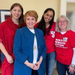 From left to right, Mercer Islanders Cristina Martinez, Sen. Lisa Wellman (41st Legislative District), Kaumudi Nivarthi and Gwen Loosmore attended Moms Demand Action Focus Day on Feb. 15 in Olympia. Courtesy photo