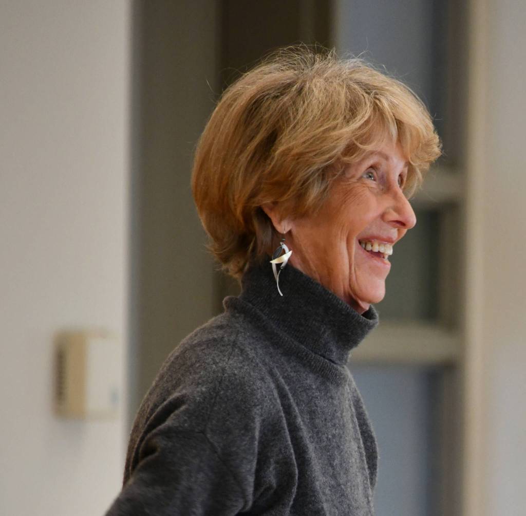 Ann Janes-Waller unleashes some laughter following the class. Andy Nystrom/ staff photo