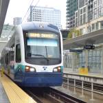 Train heading north from the Downtown Bellevue Station will cross over I-405 to the Wilburton Station. (Cameron Sires/Sound Publishing)