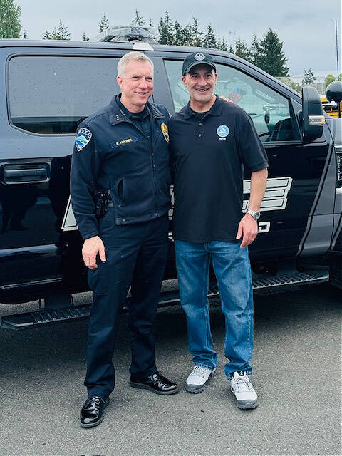 Mercer Island Police Department Chief Ed Holmes and Mayor Salim Nice. Courtesy photo