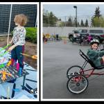 Kids enjoyed their time at Mercer Island PTAs Special Services and Learning Differences (SSALD) committees inaugural SPED Community Day to celebrate belonging and inclusion on May 4 at the Northwood Elementary School lower parking lot. Rotary Club of Mercer Island sponsored the event with support from the Mercer Island School District. The free May the Fourth gathering welcomed all families to meet with city officials (including those from the police and fire departments), touch a truck, visit about 20 resource tables, participate in various activities and workshops and enjoy entertainment. Pictured playing with bubbles are August, left, and Sam Sternberg. Courtesy photos