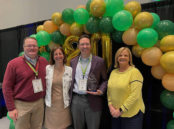 From left to right, Matt Sullivan, Deborah Lurie, Fred Rundle and Kay Adams at the 2024 WASBO Conference. Photo courtesy of the Mercer Island School District